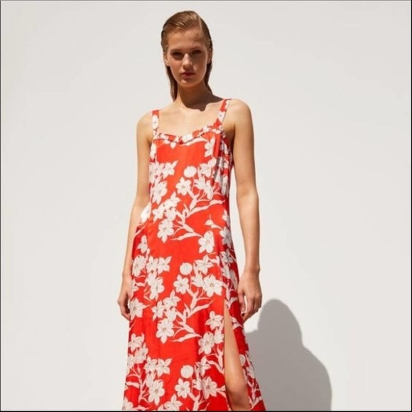 🔥ZARA| Satin Print Dress with side slit - Picture 5 of 6
